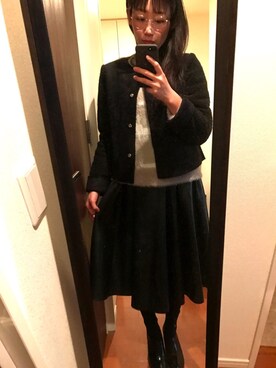 「A part by（アパートバイ）のアイテム（ノーカラージャケット）」を使った、sayaka  sayakaさん（レディース・160cm）の冬コーディネート