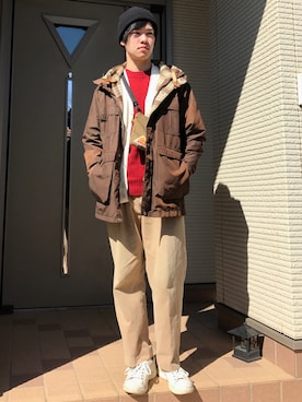 「WOOLRICH（ウールリッチ）のアイテム（マウンテンパーカー）」を使った、Sさん（メンズ・173cm）の冬コーディネート