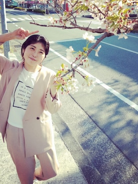 「troisのアイテム（ジャケット/アウター）」を使った、oneplusonestoreさん（レディース・158cm）の春コーディネート