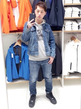 「CALEE（キャリー）のアイテム（パーカー）」を使った、kenji muneishiさん（メンズ・171cm）の春コーディネート