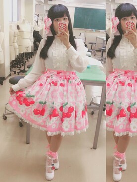 Angelic Pretty Cherry Margurite スカート アカ - ひざ丈スカート