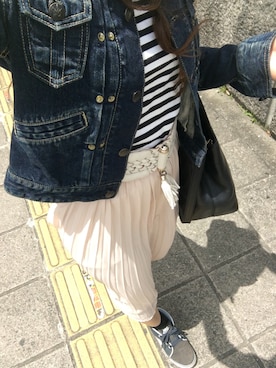 「Rodeo Crowns（ロデオクラウンズ）のアイテム（デニムジャケット）」を使った、maさん（レディース・155cm）の春コーディネート