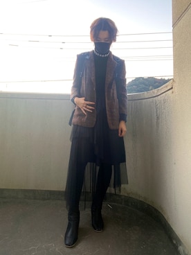 「ゆるコーデ」｜「アイテム（テーラードジャケット、その他）」を使った、momoさん（レディース・165cm）の冬コーディネート