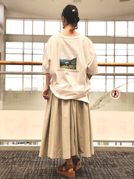 「CAMP7」｜「アイテム（サンダル）」を使った、reikawwwさん（レディース・164cm）の夏コーディネート