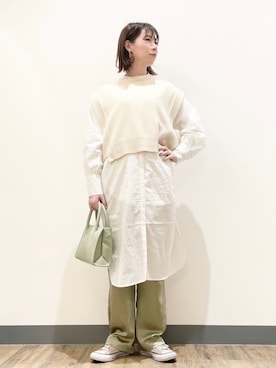 「サテンパンツ」｜「アイテム（シャツワンピース）」を使った、reikawwwさん（レディース・164cm）の冬コーディネート