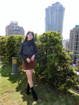 「RAINBOW SHOPのアイテム」を使った、Elaineさん（レディース・162cm）の冬コーディネート
