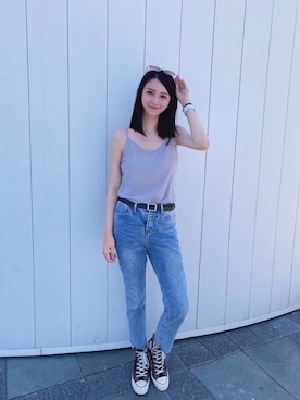 「Lulus（-）のアイテム（トップス）」を使った、Elaineさん（レディース・162cm）の夏コーディネート