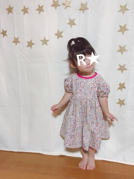 「小花柄ワンピース」｜R★Yさん（キッズ・90cm）の夏コーディネート