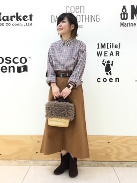 「coenスタッフスタイリング」｜「アイテム（ブーツ）」を使った、coen きのうちさん（レディース・162cm）の夏コーディネート