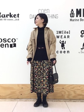 「coen」｜「アイテム（その他シューズ）」を使った、coen きのうちさん（レディース・162cm）の秋コーディネート