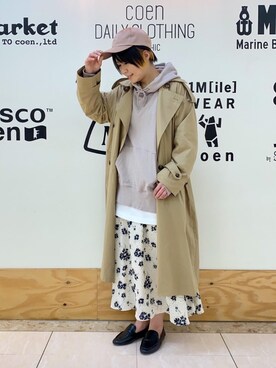 「coenスタッフスタイリング」｜「アイテム（トレンチコート）」を使った、coen きのうちさん（レディース・162cm）の冬コーディネート