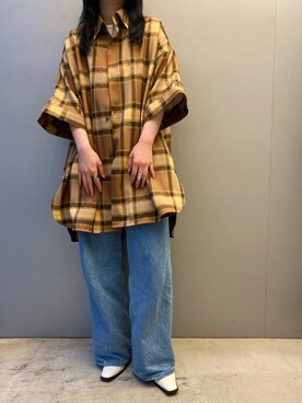 「ビッグシャツ」｜「アイテム（パンプス）」を使った、Lilyeeさん（レディース・157cm）の春コーディネート