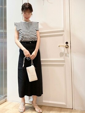 デニムスカートを使った ボーダーtシャツ の人気ファッションコーディネート Wear