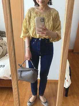 「COHINA（コヒナ）のアイテム（デニムパンツ、ブルー系）」を使った、chinaさん（レディース・149cm）の春コーディネート