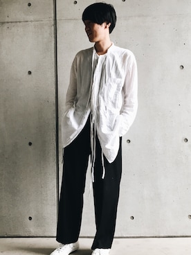 「THEE（シー）のアイテム（スラックス）」を使った、Tetsuyaさん（メンズ・169cm）の夏コーディネート
