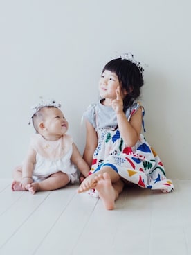 「bobochoses」｜「アイテム（ワンピース/ドレス）」を使った、𝑀𝐼𝑁さん（キッズ・60cm）の秋コーディネート