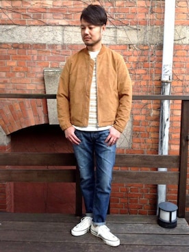 「シップス」｜「アイテム（ブルゾン）」を使った、高橋さん（メンズ・175cm）の春コーディネート