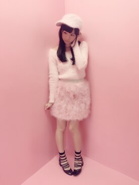 「リルリリー」｜「アイテム（帽子）」を使った、浜田翔子さん（レディース・157cm）の冬コーディネート