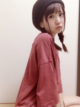 「DURAS（デュラス）のアイテム（帽子）」を使った、浜田翔子さん（レディース・157cm）の秋コーディネート