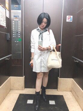 「アイテム（シャツワンピース）」を使った、Karen Ouさん（レディース・152cm・20代）の秋コーディネート
