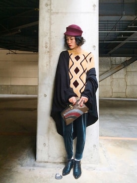 「ARROW（アロー）のアイテム（帽子）」を使った、▼ucaさん（レディース・160cm）の冬コーディネート