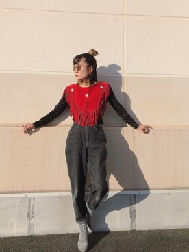 「アイテム（ブーツ、シルバー系）」を使った、▼ucaさん（レディース・160cm）の冬コーディネート