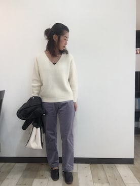 「ハーフアップ」｜「アイテム（ライダースジャケット）」を使った、airi0111xxさん（レディース・161cm）の冬コーディネート