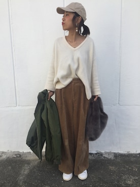 「Fone（エフワン）のアイテム」を使った、airi0111xxさん（レディース・161cm）の冬コーディネート