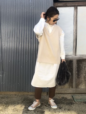 「Fone（エフワン）のアイテム」を使った、airi0111xxさん（レディース・161cm）の冬コーディネート