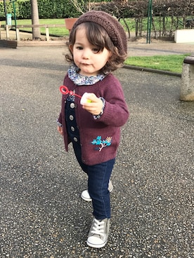 「BONTON（ボントン）のアイテム（トップス）」を使った、Lilyさん（キッズ・80cm）の冬コーディネート