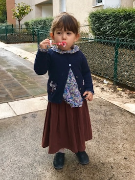 「BONTON（ボントン）のアイテム（トップス）」を使った、Lilyさん（キッズ・90cm）の秋コーディネート