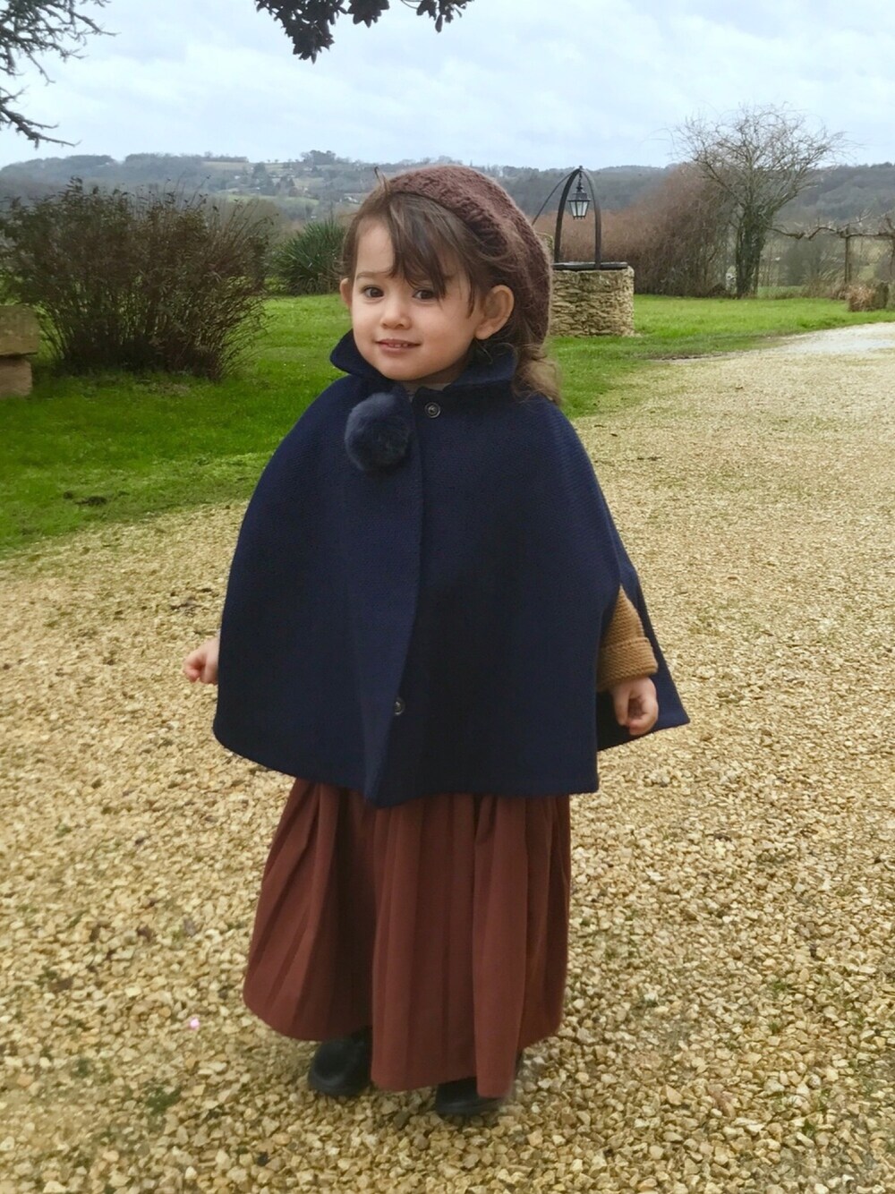 「ZARA KIDS、ciaopanicTYPY、camel、navy、ロマンティック、ザラキッズ、キャメル、黄土色、ベレー帽」｜「☆☆のアイテム（その他、その他）」を使った、Lilyさん（キッズ・90cm）の冬コーディネートの1枚目の写真