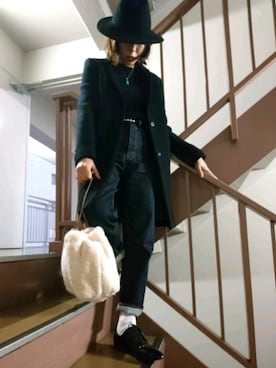「スタッズベルト」｜「アイテム（帽子）」を使った、Ｍａｉｋｏ１４さん（レディース・158cm）の秋コーディネート