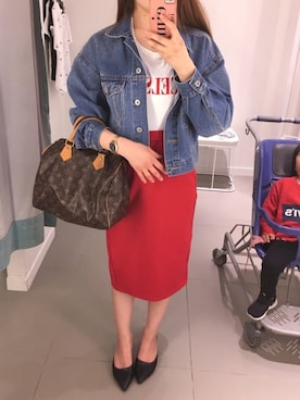 「ジーユーコーデ」｜「アイテム（デニムジャケット）」を使った、♡Chiii♡さん（レディース・155cm）の春コーディネート