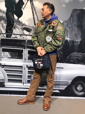 「アイテム（ミリタリージャケット）」を使った、Shokay さん（メンズ・172cm・50代）の秋コーディネート