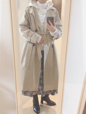 「frames RAY CASSIN（フレームスレイカズン）のアイテム（トレンチコート）」を使った、ｔｏｙｏさん（レディース・158cm）の冬コーディネート