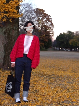 「イチョウ並木」｜「アイテム（パンツ）」を使った、ともみさん（レディース・160cm）の冬コーディネート