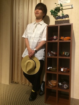 「HVC（エイチブイシー）のアイテム（帽子）」を使った、HVC大津一里山店さん（メンズ・163cm）の春コーディネート