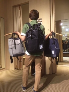 「HVC（エイチブイシー）のアイテム（バッグ）」を使った、HVC大津一里山店さん（メンズ・175cm）の夏コーディネート