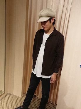 「GGD（ジージーディー）のアイテム」を使った、HVC大津一里山店さん（メンズ・180cm）の秋コーディネート