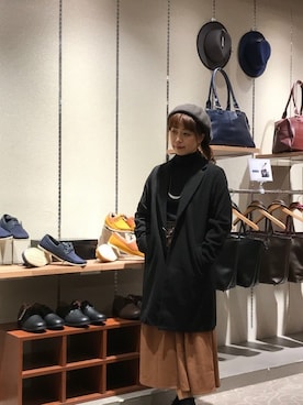 「HVC」｜「アイテム（チェスターコート）」を使った、HVC大津一里山店さん（レディース・158cm）の秋コーディネート
