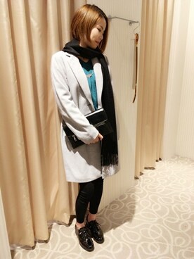 「HVC」｜「アイテム（チェスターコート）」を使った、HVC大津一里山店さん（レディース・163cm）の秋コーディネート