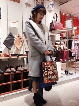 「裏ボア」｜「アイテム（その他アウター）」を使った、HVC大津一里山店さん（レディース・157cm）の秋コーディネート