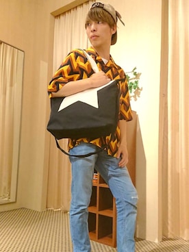 「HVC（エイチブイシー）のアイテム（キャップ）」を使った、HVC大津一里山店さん（メンズ・175cm）の夏コーディネート