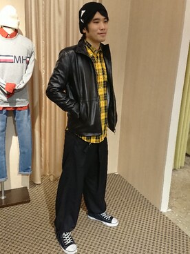 「GGD（ジージーディー）のアイテム（ジャケット/アウター）」を使った、HVC大津一里山店さん（メンズ・180cm）の秋コーディネート