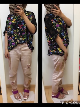 「Desigual（デシグアル）のアイテム（デニムパンツ）」を使った、ちゃそさん（レディース・156cm）の秋コーディネート
