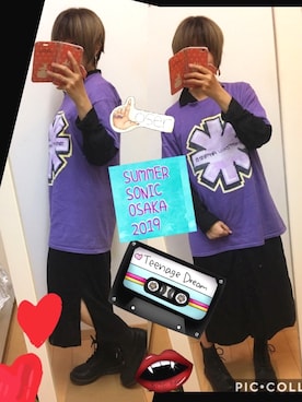 「バンドT」｜「アイテム（シャツワンピース）」を使った、ちゃそさん（レディース・156cm）の秋コーディネート