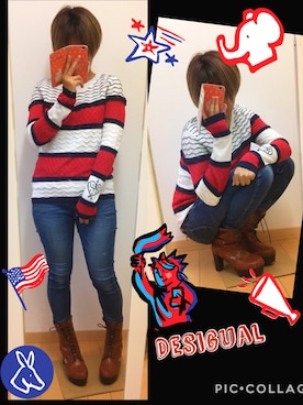 「Desigual（デシグアル）のアイテム（ニット/セーター）」を使った、ちゃそさん（レディース・156cm）の秋コーディネート