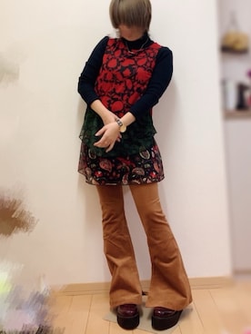 「Desigual（デシグアル）のアイテム（ワンピース/ドレス）」を使った、ちゃそさん（レディース・156cm）の冬コーディネート