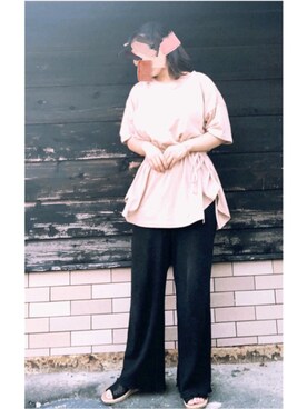 「大学生コーデ」｜「アイテム（その他トップス）」を使った、himawaさん（レディース・158cm）の夏コーディネート